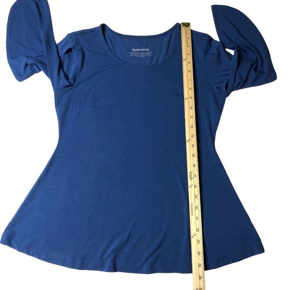 Betabrand Blue Stretchy Long Sleeve Samantha Tunic Top Size Medium Slit Sleeve - Picture 6 of 7
